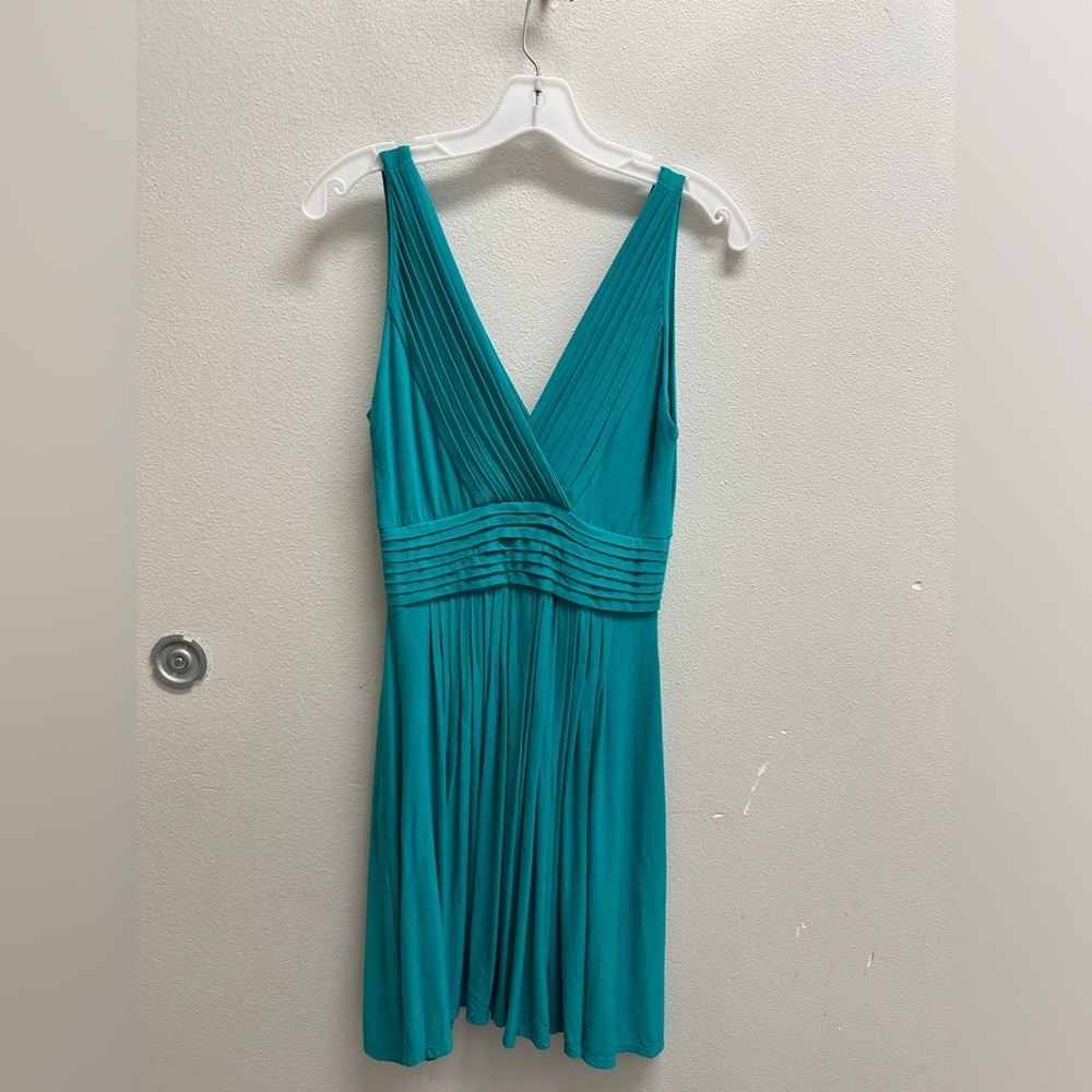 Sleeveless V-Neck Teal Midi Dress